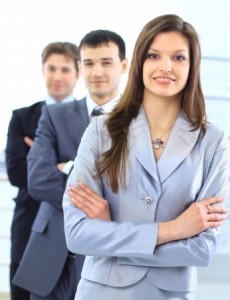 Confident-business-women-with-her-team